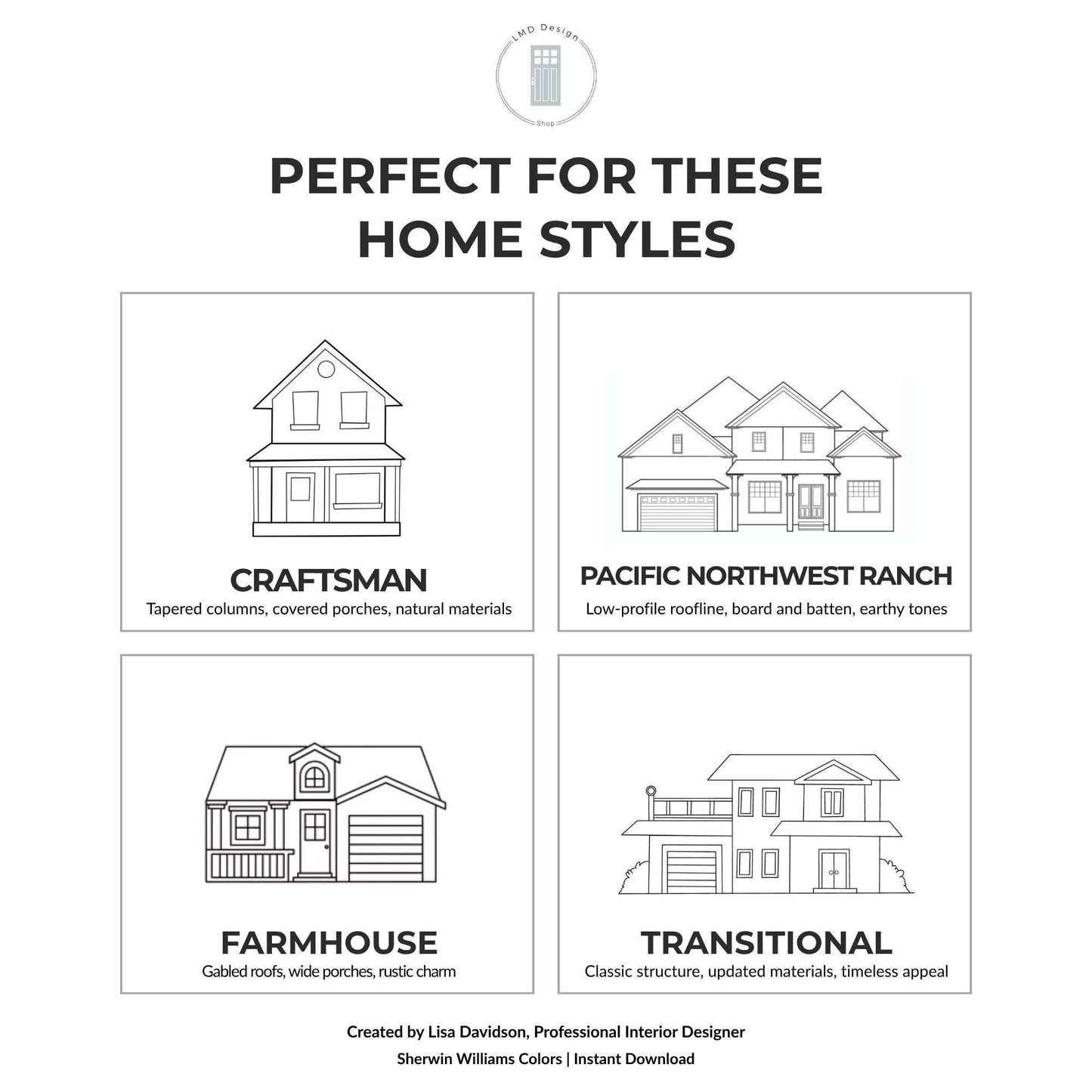 Warm Stone Pacific Northwest Exterior Paint Palette | Sherwin Williams Greige House Colors | Digital Download