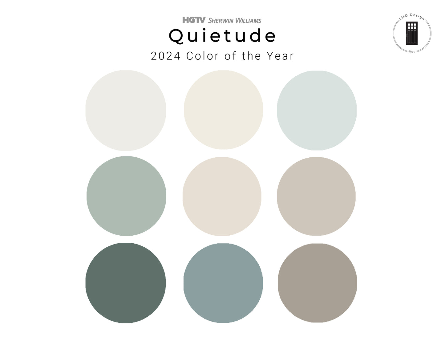 HGTV Sherwin Williams 2025 Color of the Year Quietude Paint Palette | Whole House Paint Palette