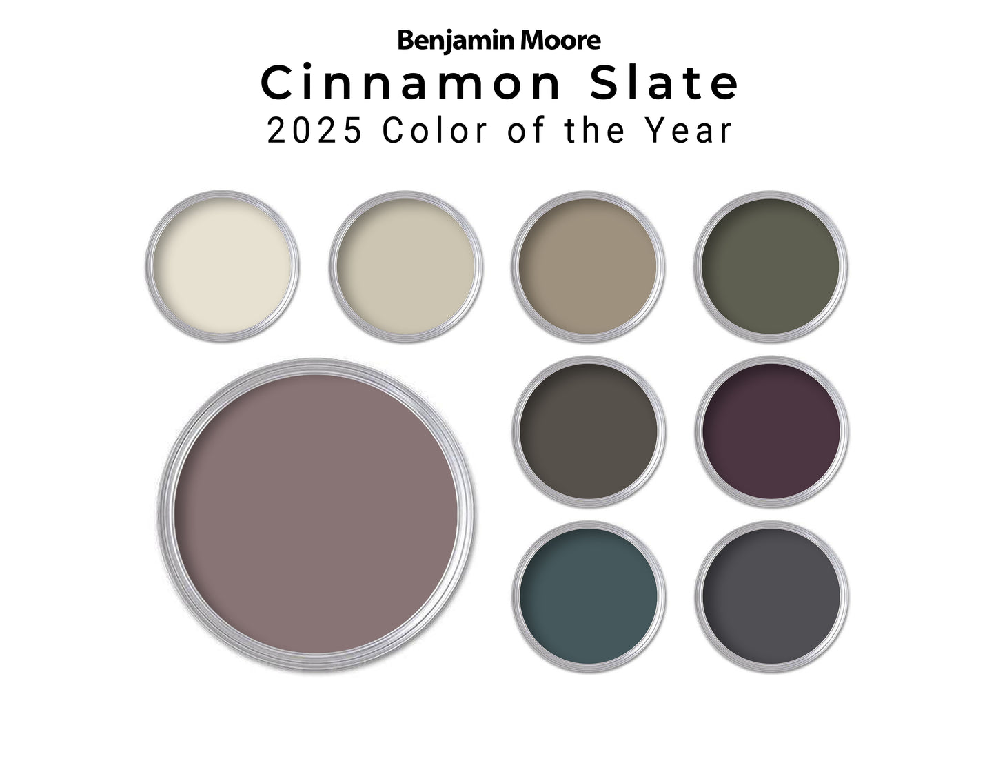 2025 Benjamin Moore Cinnamon Slate Color of the Year Paint Palette | Whole House Paint Palette