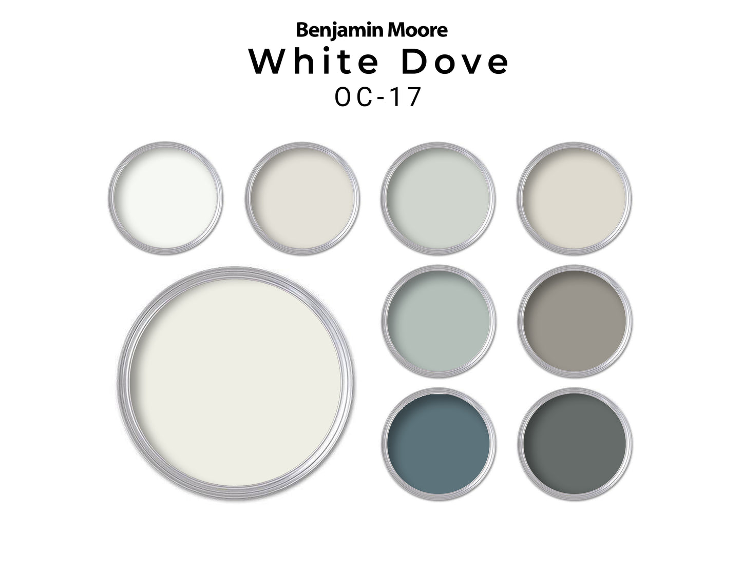 White Dove Benjamin Moore Home Paint Palette | White Dove Whole House Coordinating Paint Palette