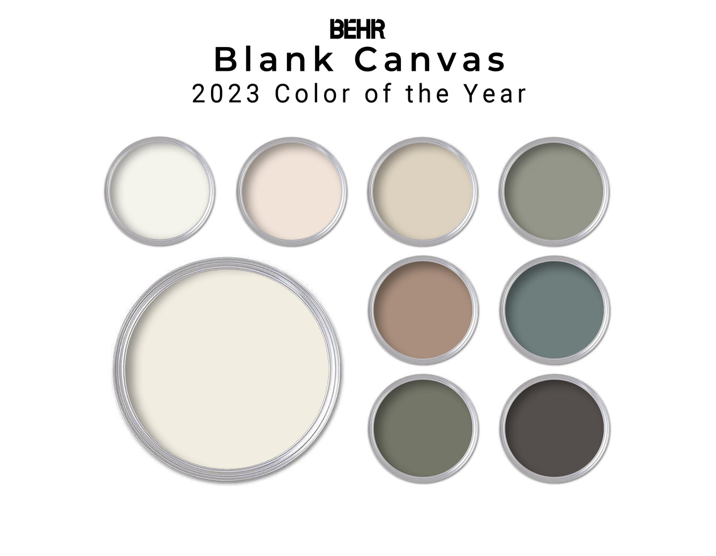 BEHR 2023 Color of the Year display with various paint samples.
