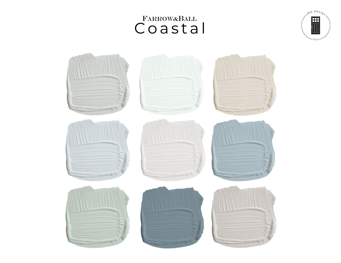 Coastal Farrow & Ball Paint Color Palette | Interior Paint Color Palette