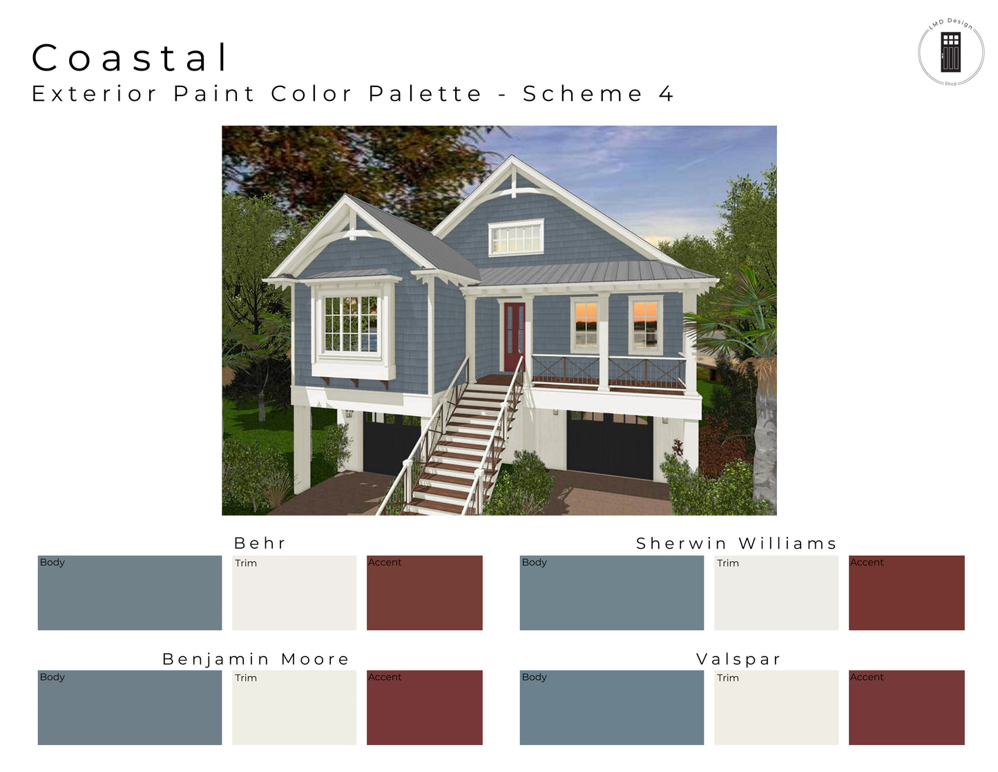 Coastal Exterior Paint Color Palettes | Exterior Paint Schemes
