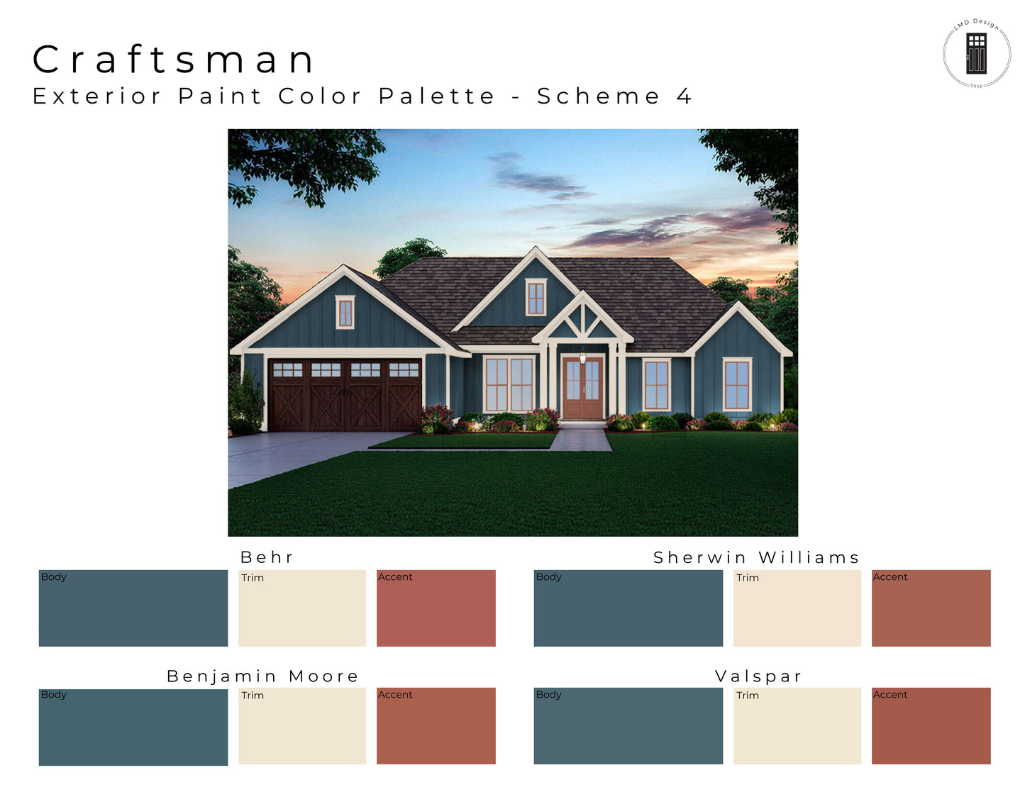 Craftsman Exterior Paint Color Palettes | Exterior House Paint Colors