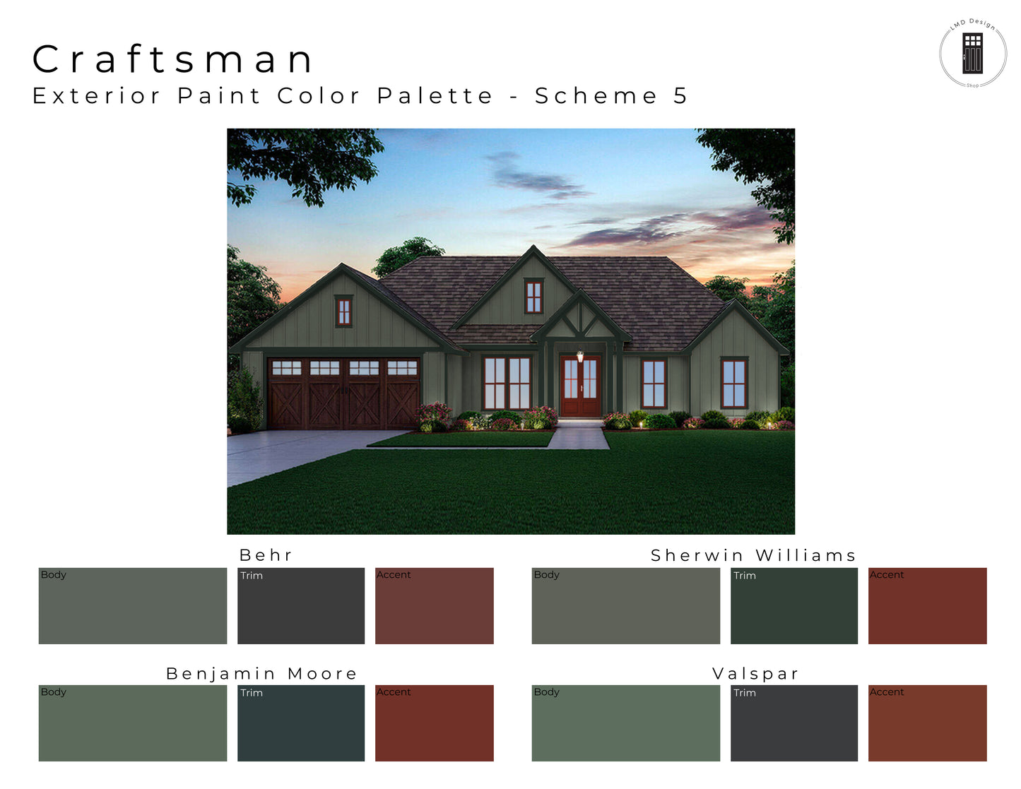 Craftsman Exterior Paint Color Palettes | Exterior House Paint Colors