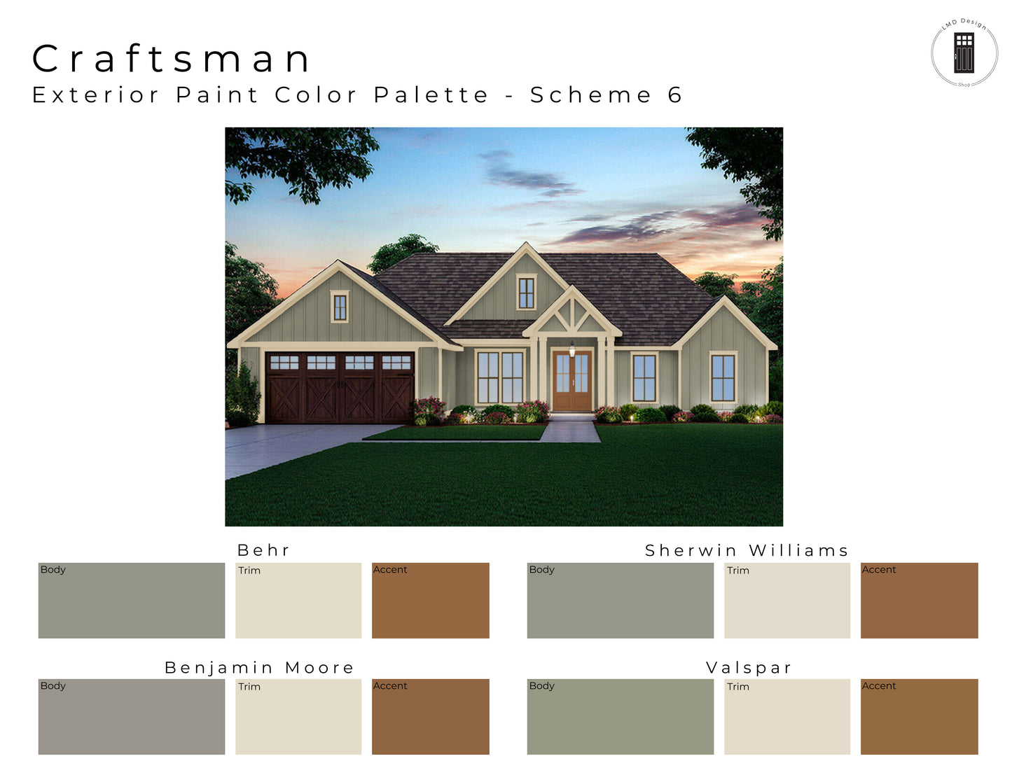 Craftsman Exterior Paint Color Palettes | Exterior House Paint Colors