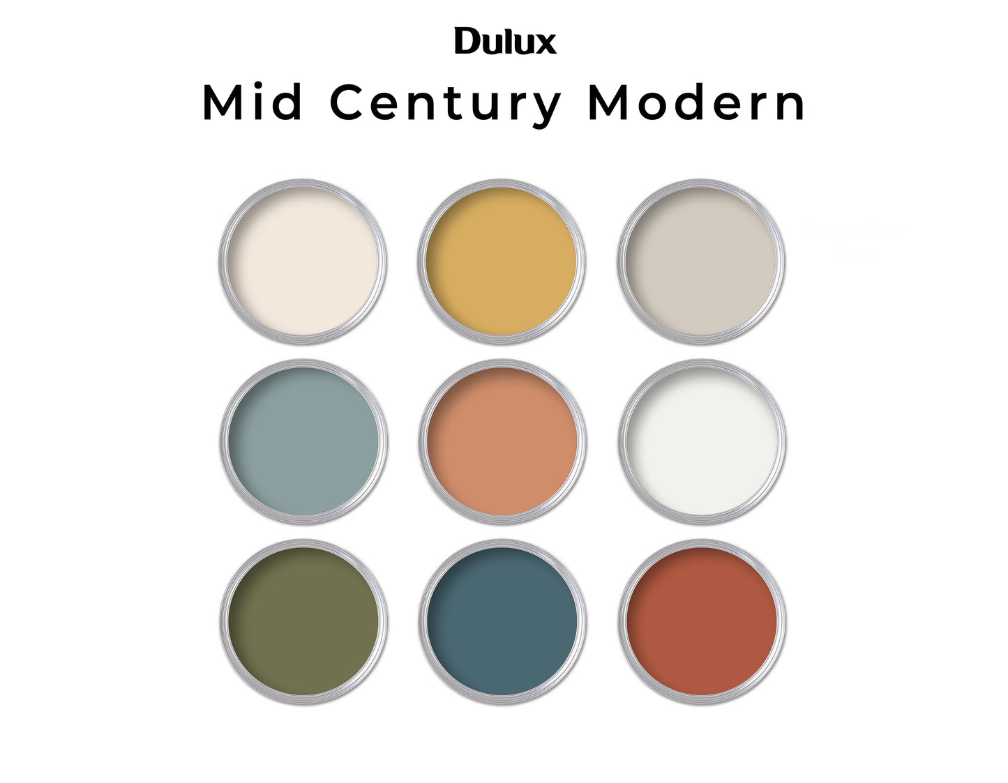 Mid Century Modern Dulux Paint Palette | House Color Palette Dulux (Canadian Colors)