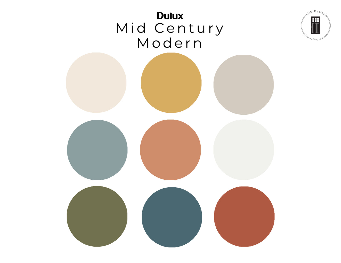 Mid Century Modern Dulux Paint Palette | House Color Palette Dulux (Canadian Colors)