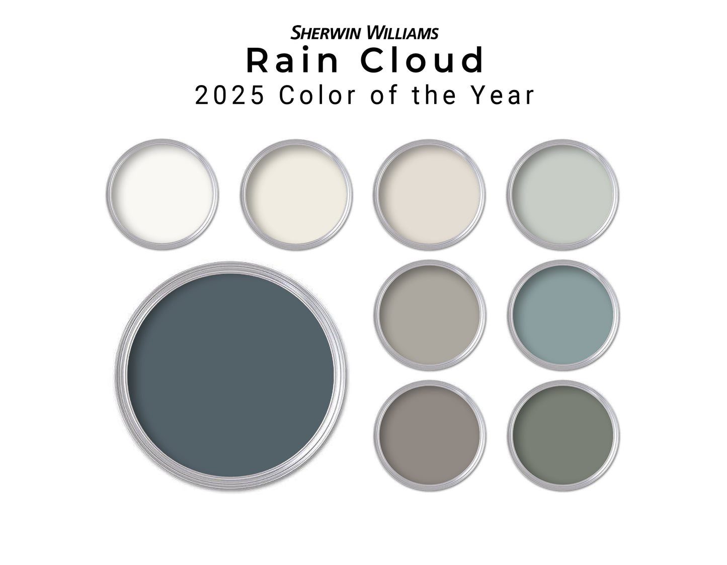 Rain Cloud Sherwin Williams 2025 Color of the Year Paint Palette | Whole House Paint Palette