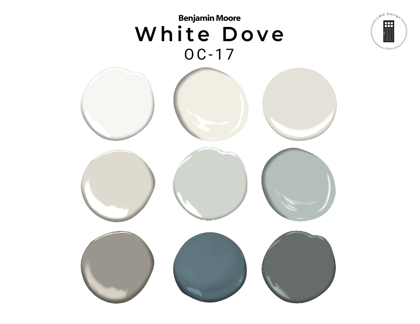 White Dove Benjamin Moore Home Paint Palette | White Dove Whole House Coordinating Paint Palette