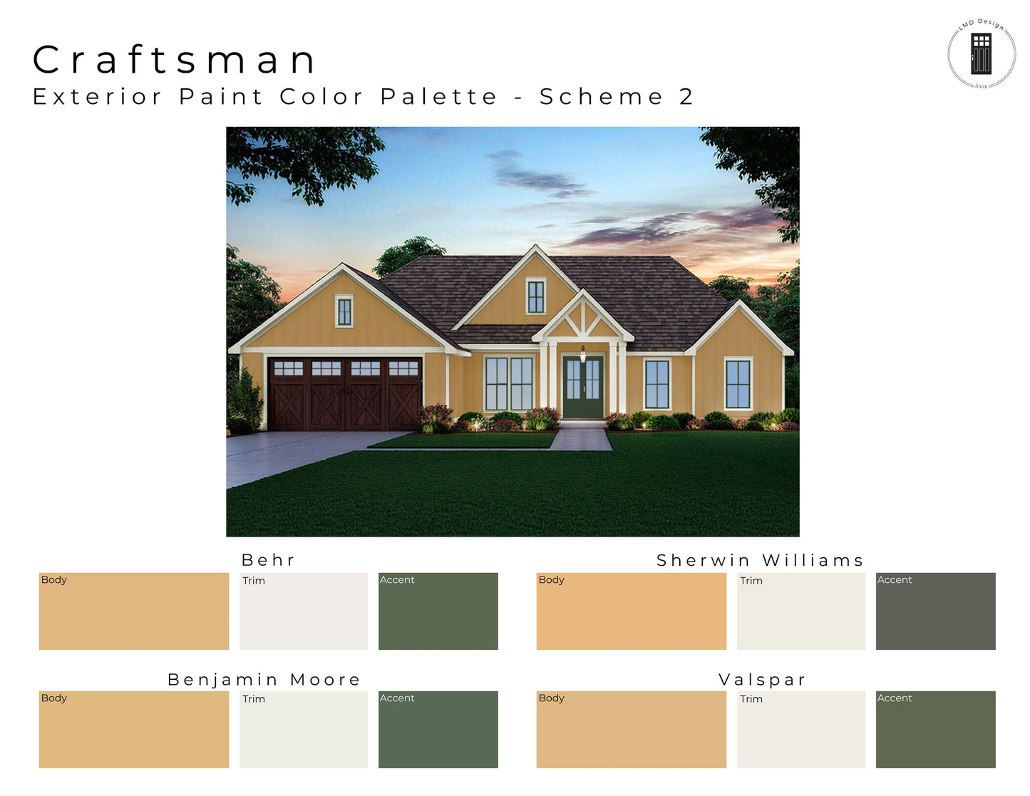 Craftsman Exterior Paint Color Palettes | Exterior House Paint Colors