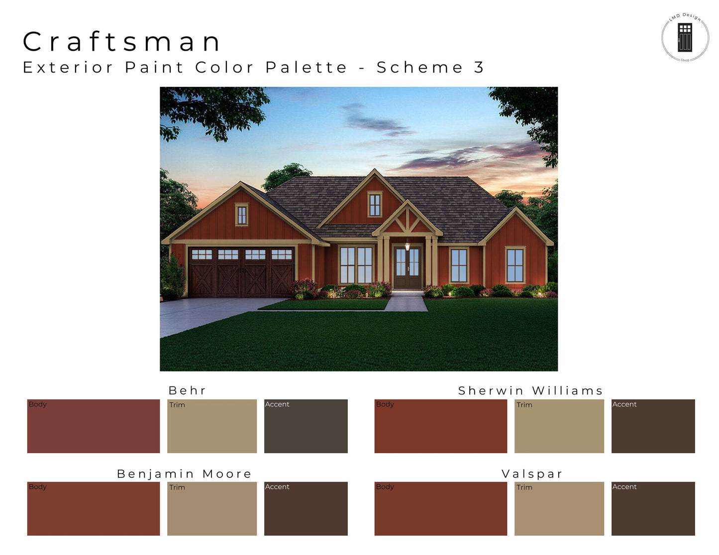 Craftsman Exterior Paint Color Palettes | Exterior House Paint Colors