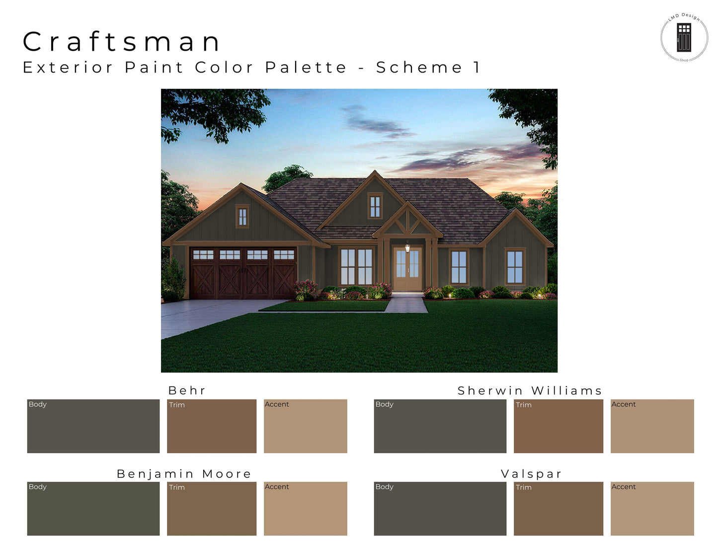 Craftsman Exterior Paint Color Palettes | Exterior House Paint Colors