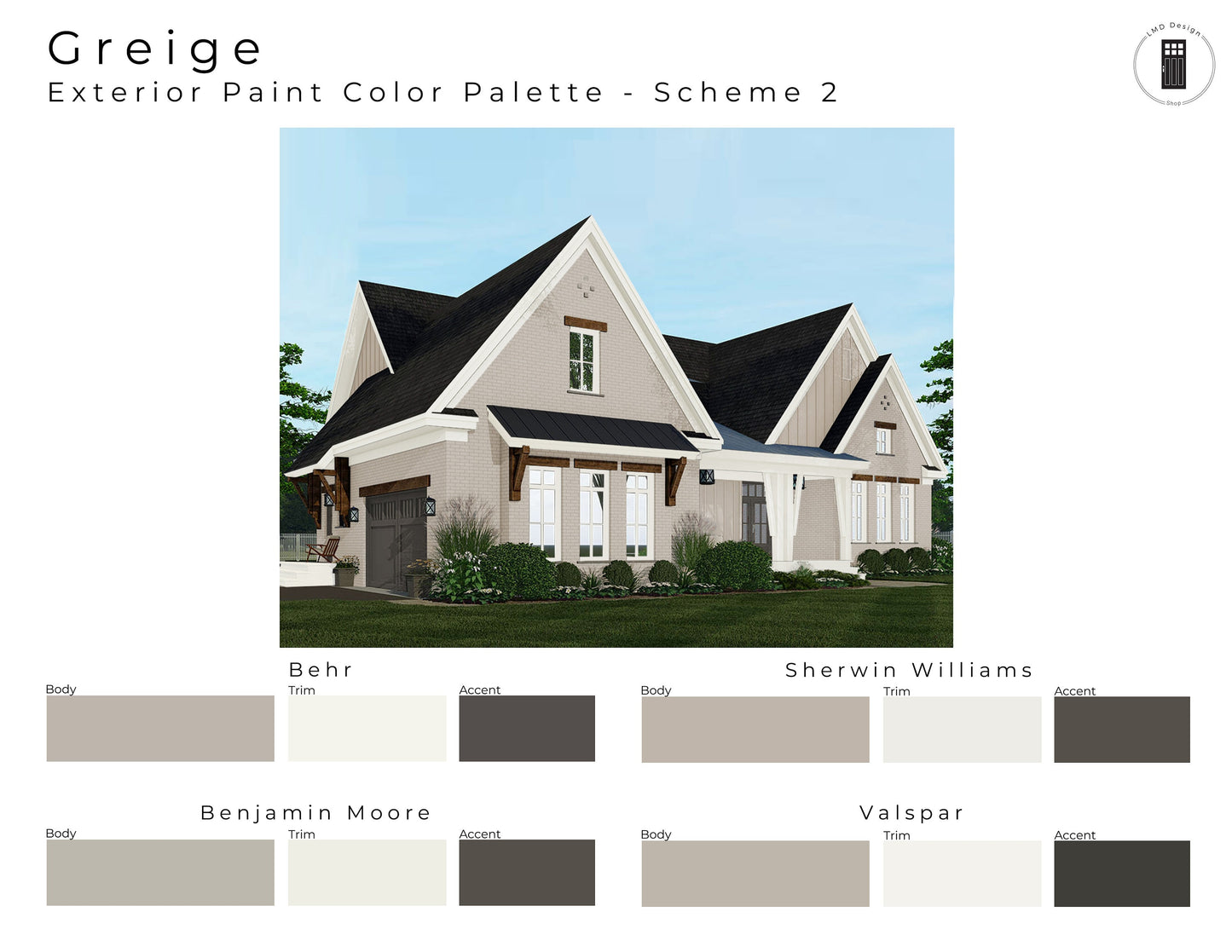 Greige Gray Exterior Paint Palettes | Greige House Exterior Paint Colors