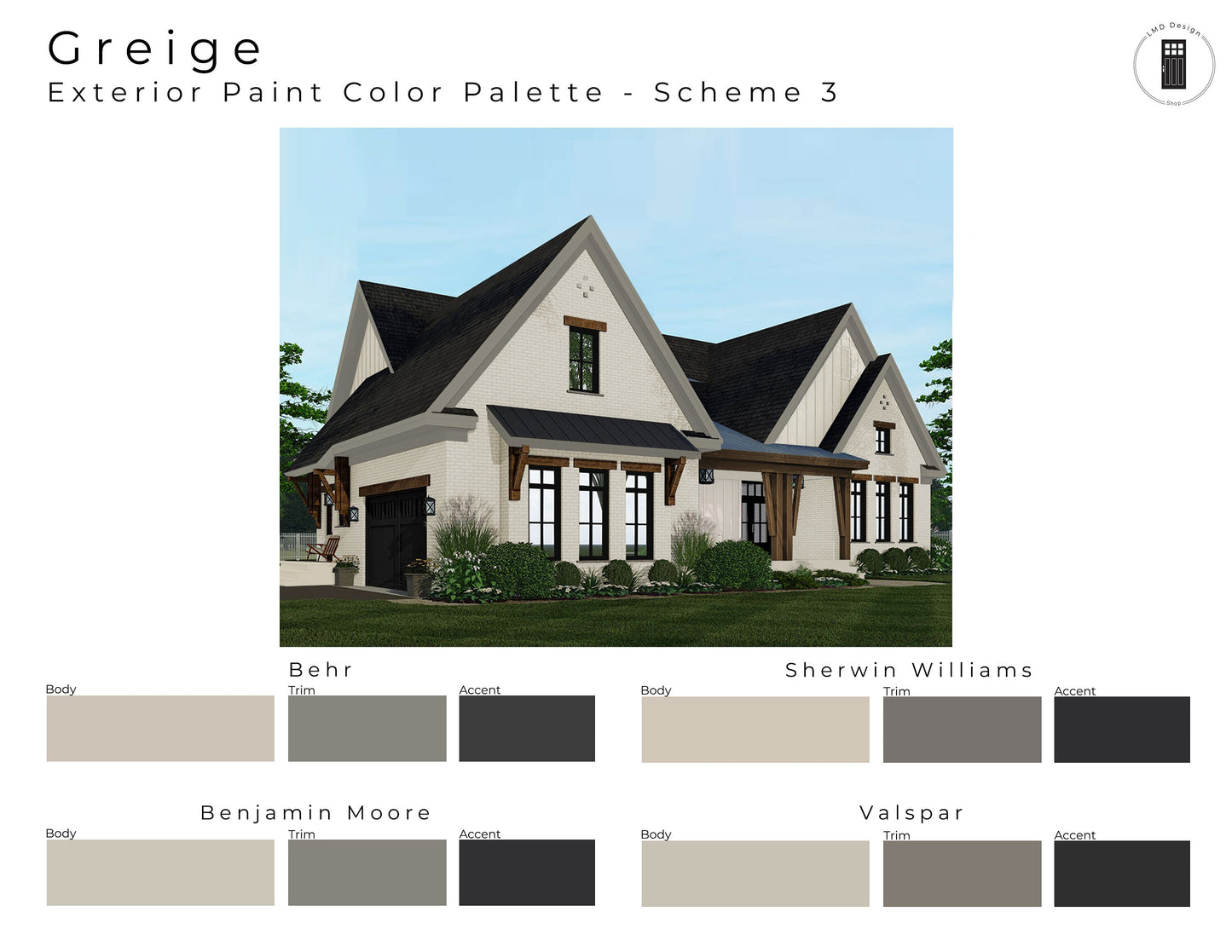 Greige Gray Exterior Paint Palettes | Greige House Exterior Paint Colors