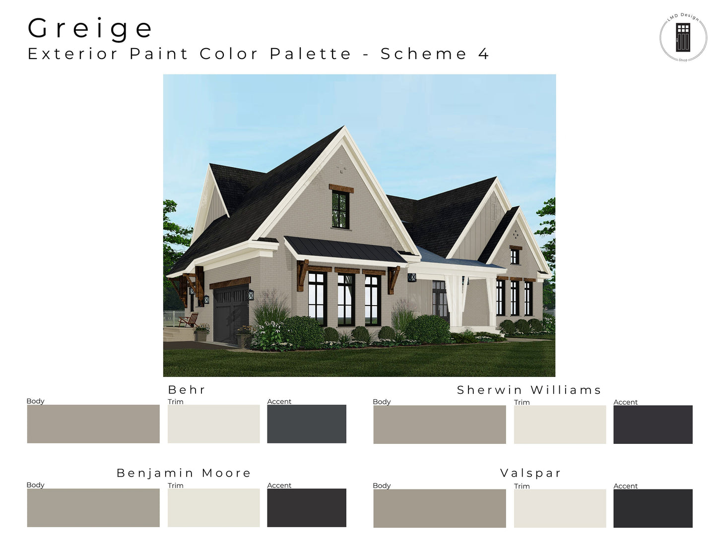 Greige Gray Exterior Paint Palettes | Greige House Exterior Paint Colors