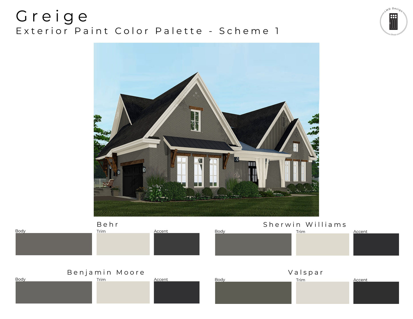 Greige Gray Exterior Paint Palettes | Greige House Exterior Paint Colors