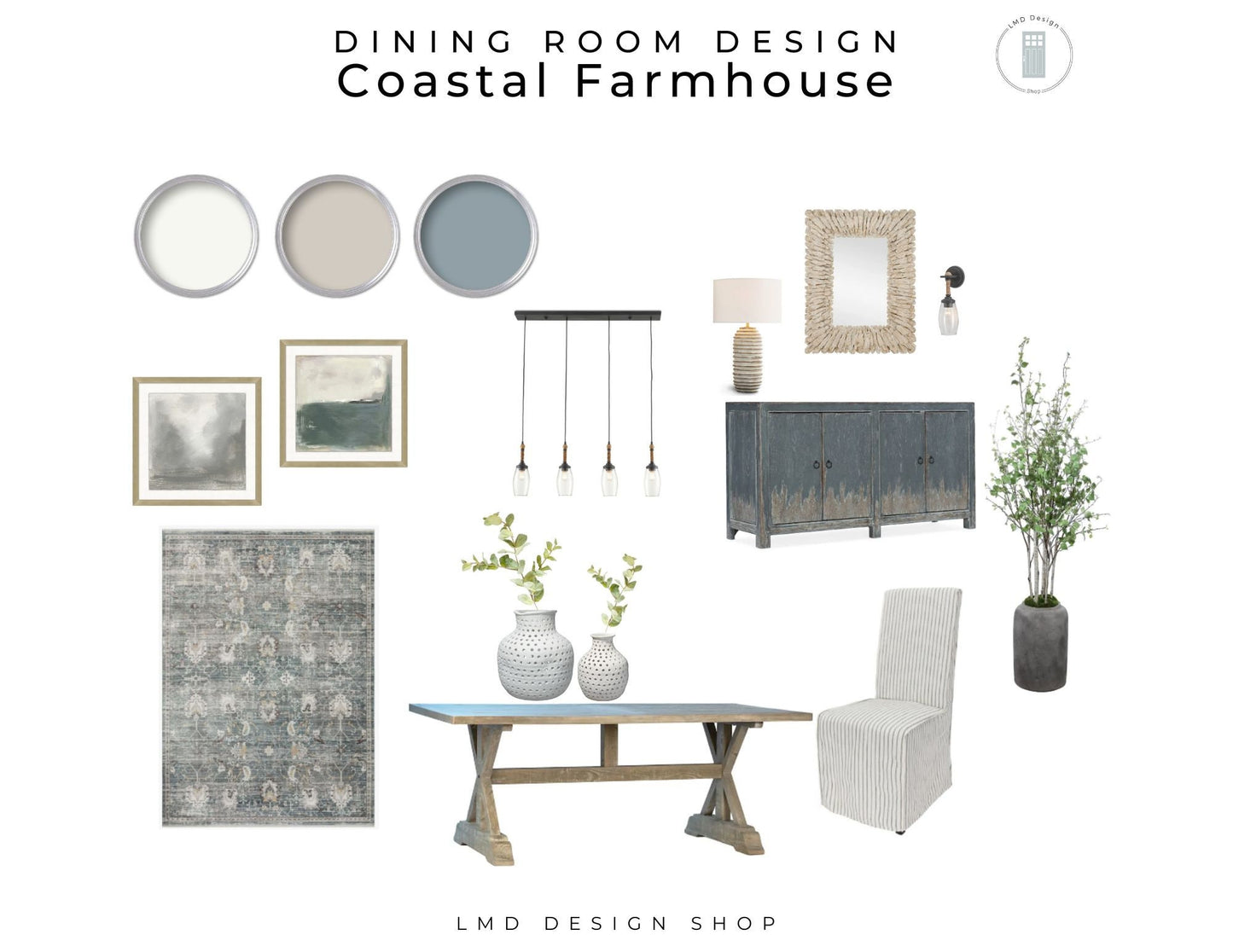 Coastal Farmhouse Bundle Design Mood Boards | Whole House Coastal Farmhouse Interior Design