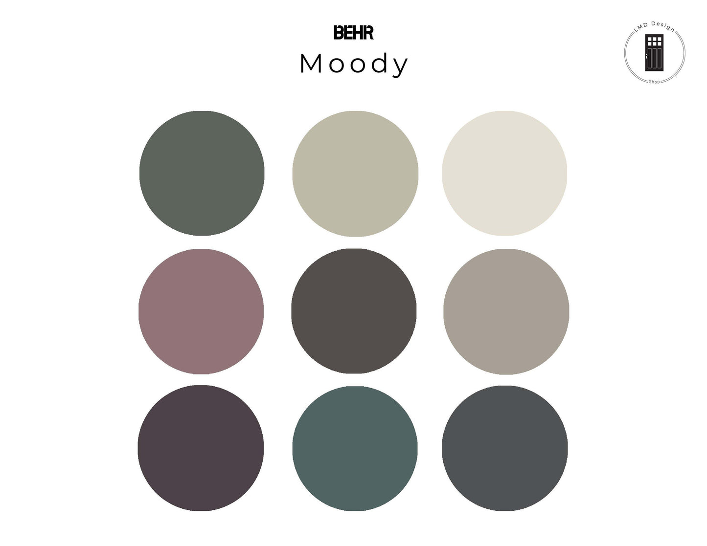 Moody Behr Paint Color Palette | Home Depot Behr Moody Whole House Paint Color Palette