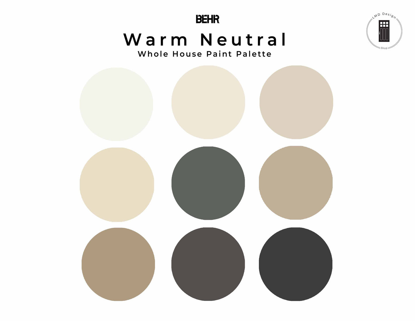 Behr Warm Neutral Paint Color Palette | Neutral Interior Behr Home Depot Whole House Paint Colors