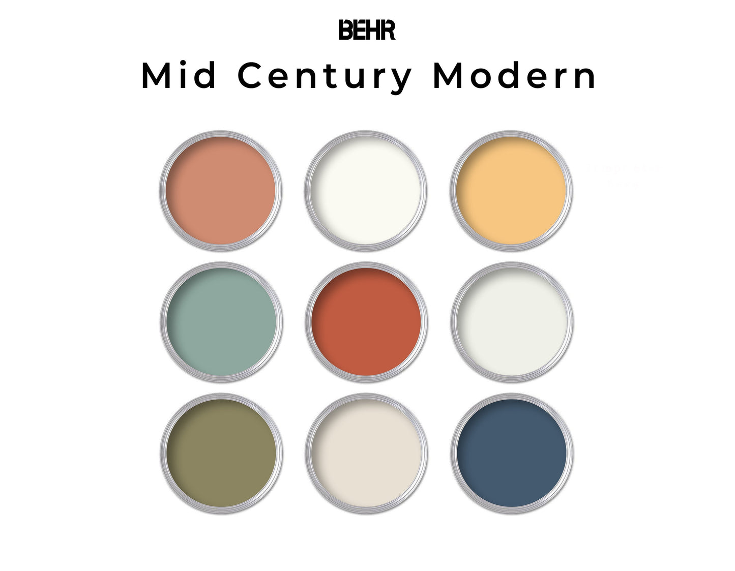 Mid Century Modern Behr Paint Palette | House Color Palette