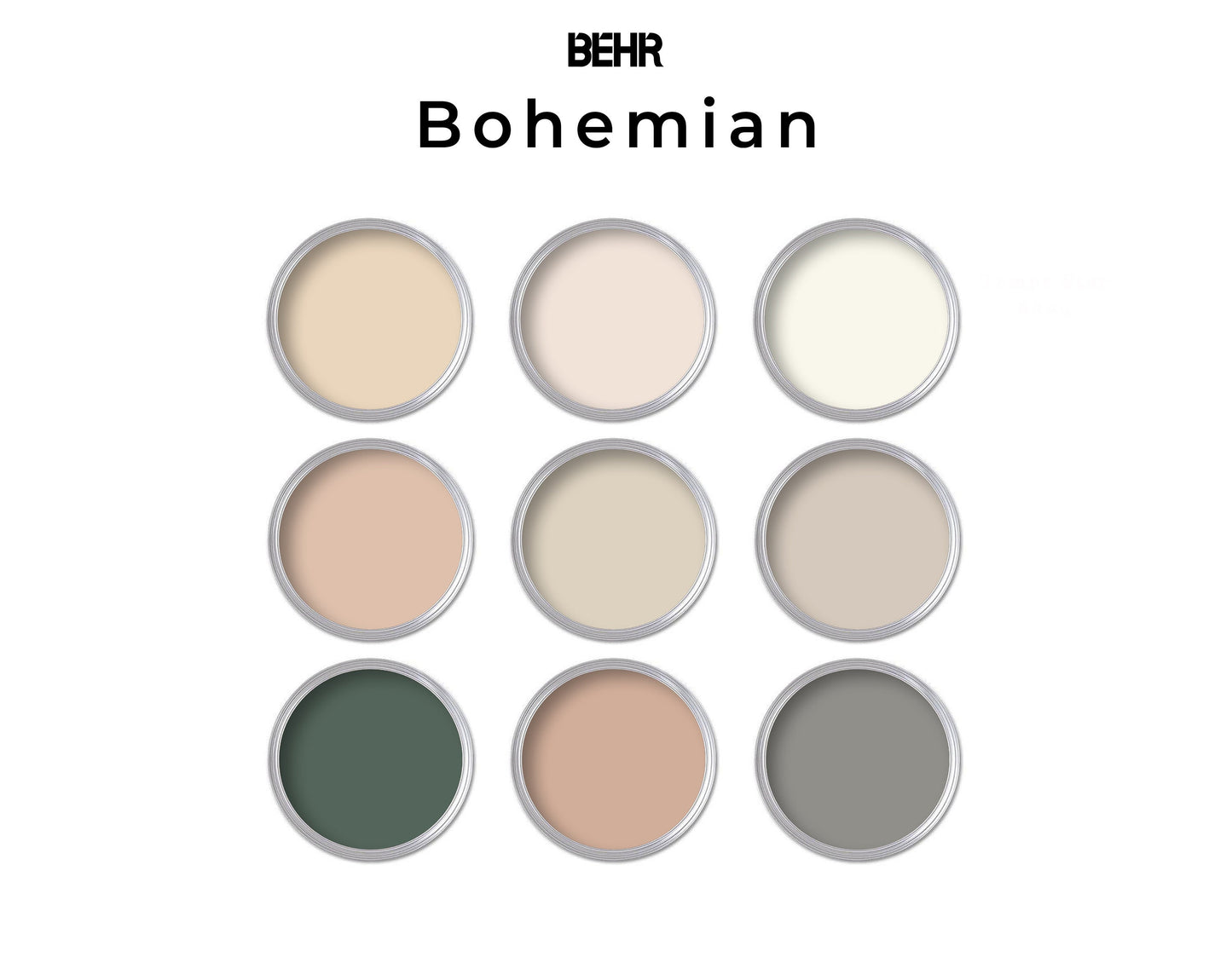 Behr Boho Paint Palette Earthy Colors | Whole House Interior Paint Palette
