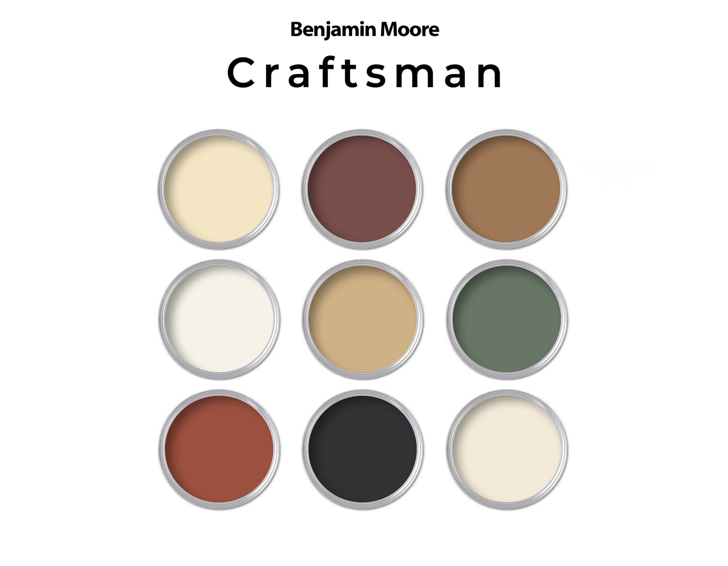 Craftsman Benjamin Moore Paint Palette | Whole House Warm Paint Color Palette