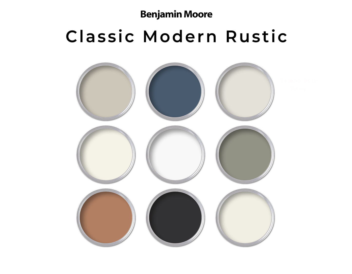 Benjamin Moore Modern Rustic Paint Palette | Whole House Paint Color Palette
