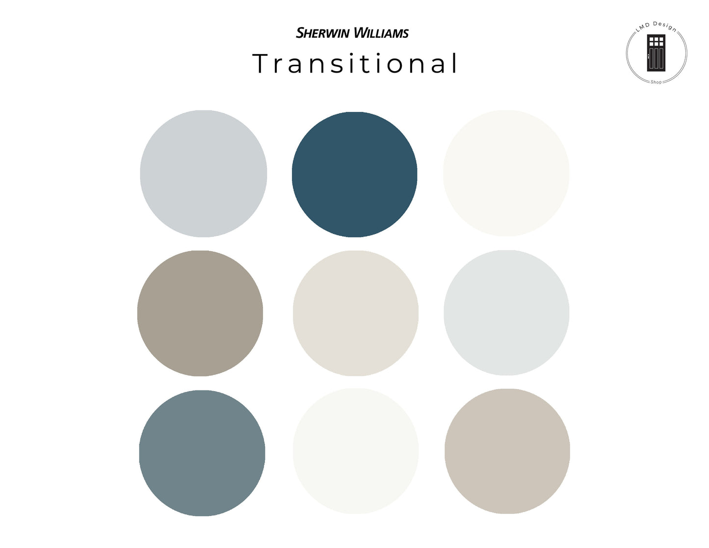 Sherwin Williams Transitional Paint Color Palette | Interior Home Paint Colors