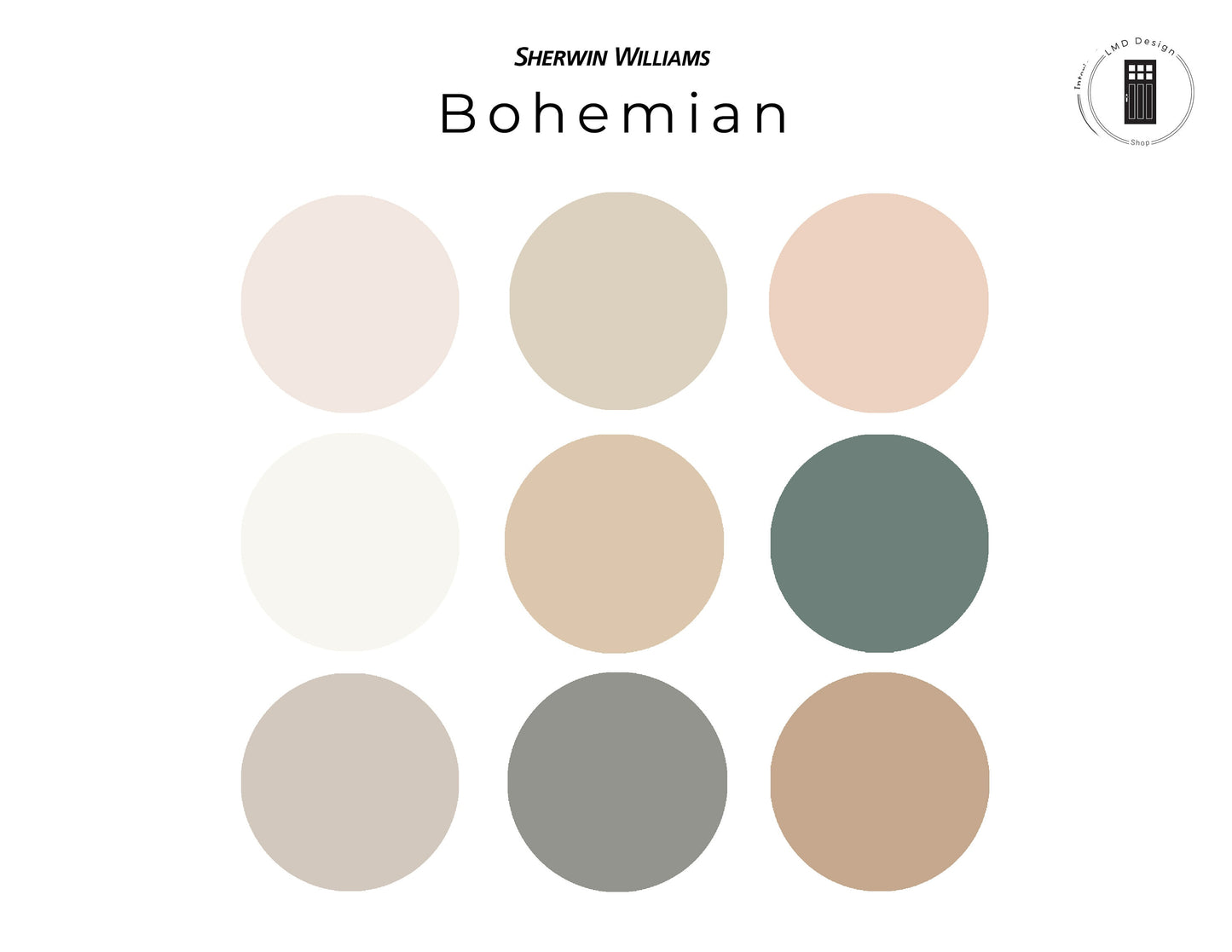 Sherwin Williams Boho Paint Color Palette | Earthy Whole House Paint Palette Bohemian