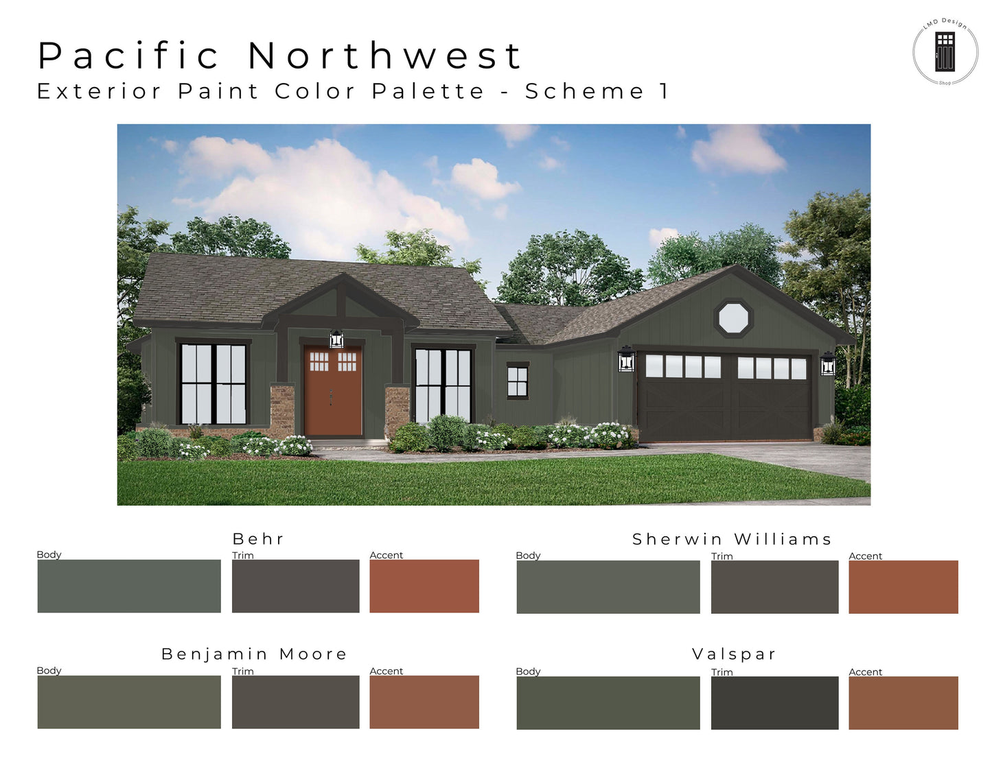 Pacific Northwest Exterior Paint Color Palettes | Northwest Style Exterior House Paint Colors