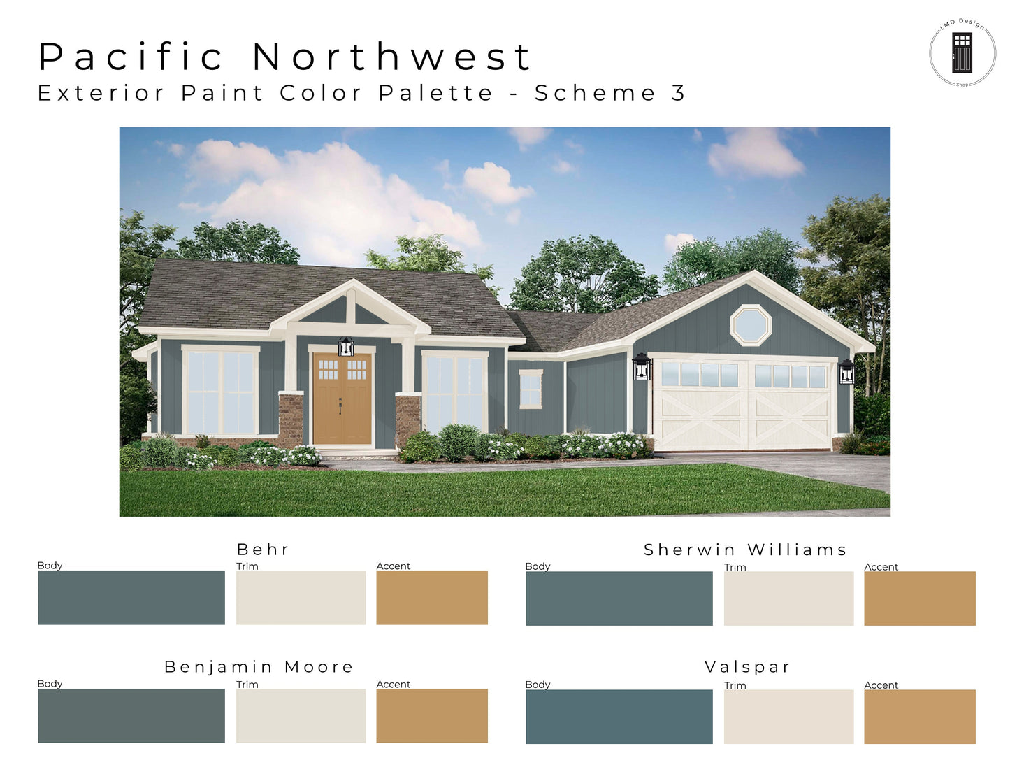 Pacific Northwest Exterior Paint Color Palettes | Northwest Style Exterior House Paint Colors
