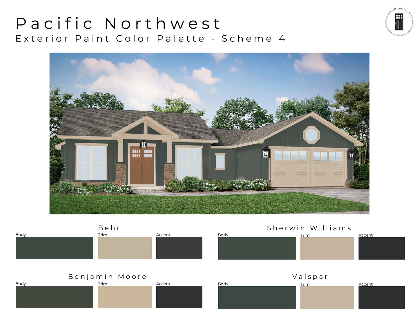Pacific Northwest Exterior Paint Color Palettes | Northwest Style Exterior House Paint Colors