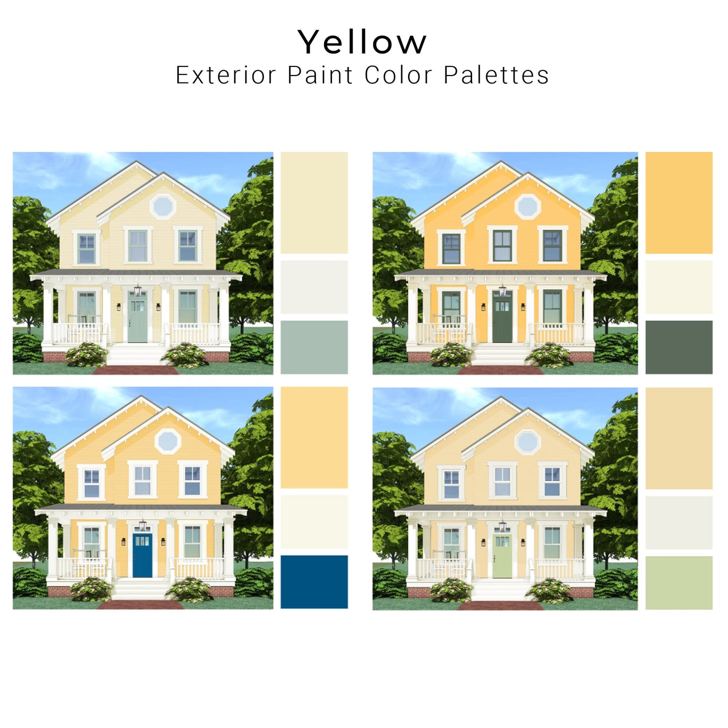 Yellow Exterior Paint Home Palettes | Yellow House Exterior Paint Colors