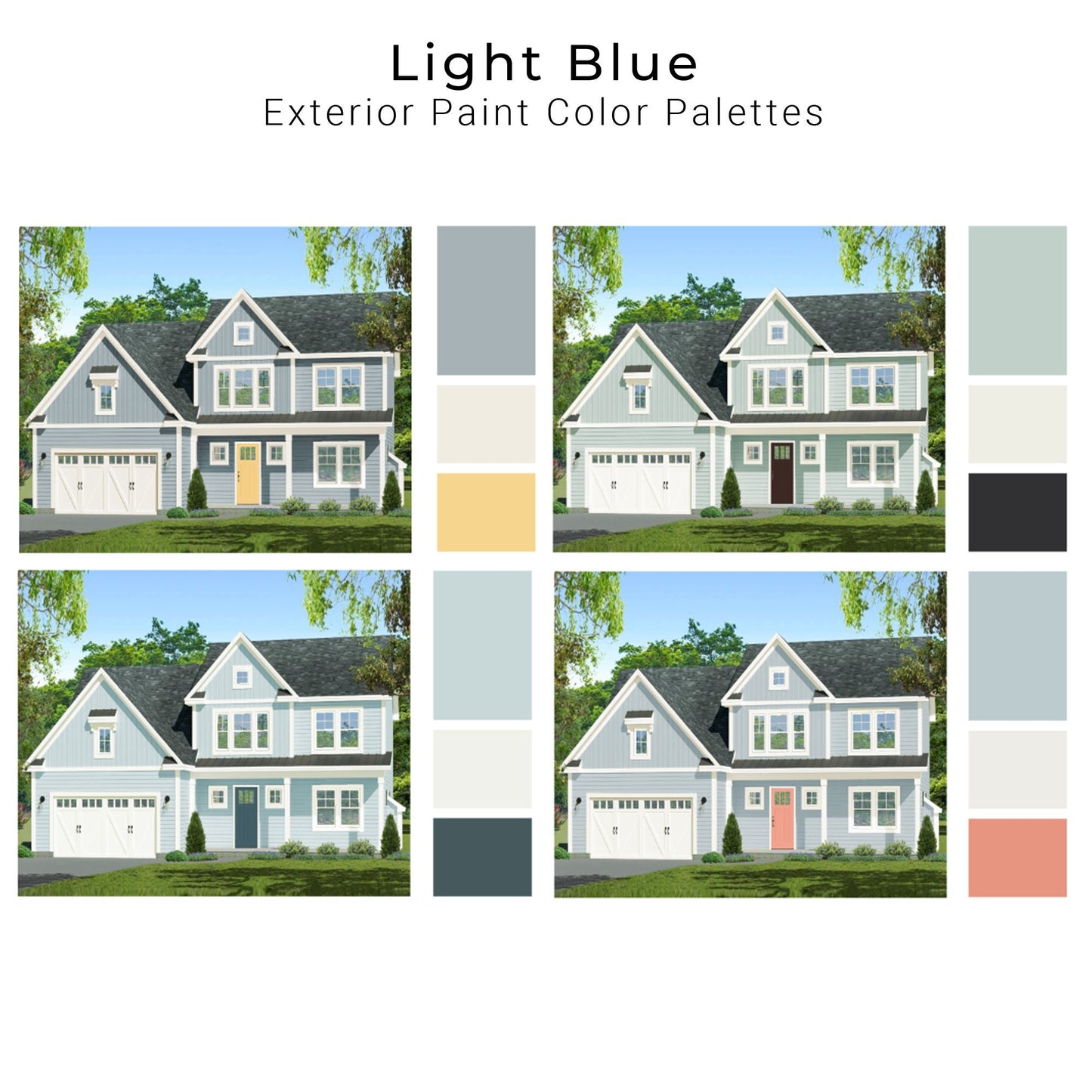 Light Blue Exterior House Paint Palettes | Light Blue House Exterior Paint Colors