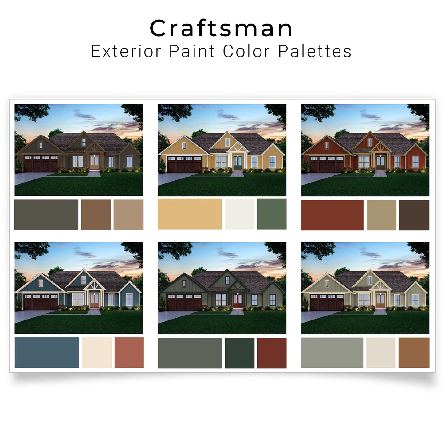 Craftsman Exterior Paint Color Palettes | Exterior House Paint Colors