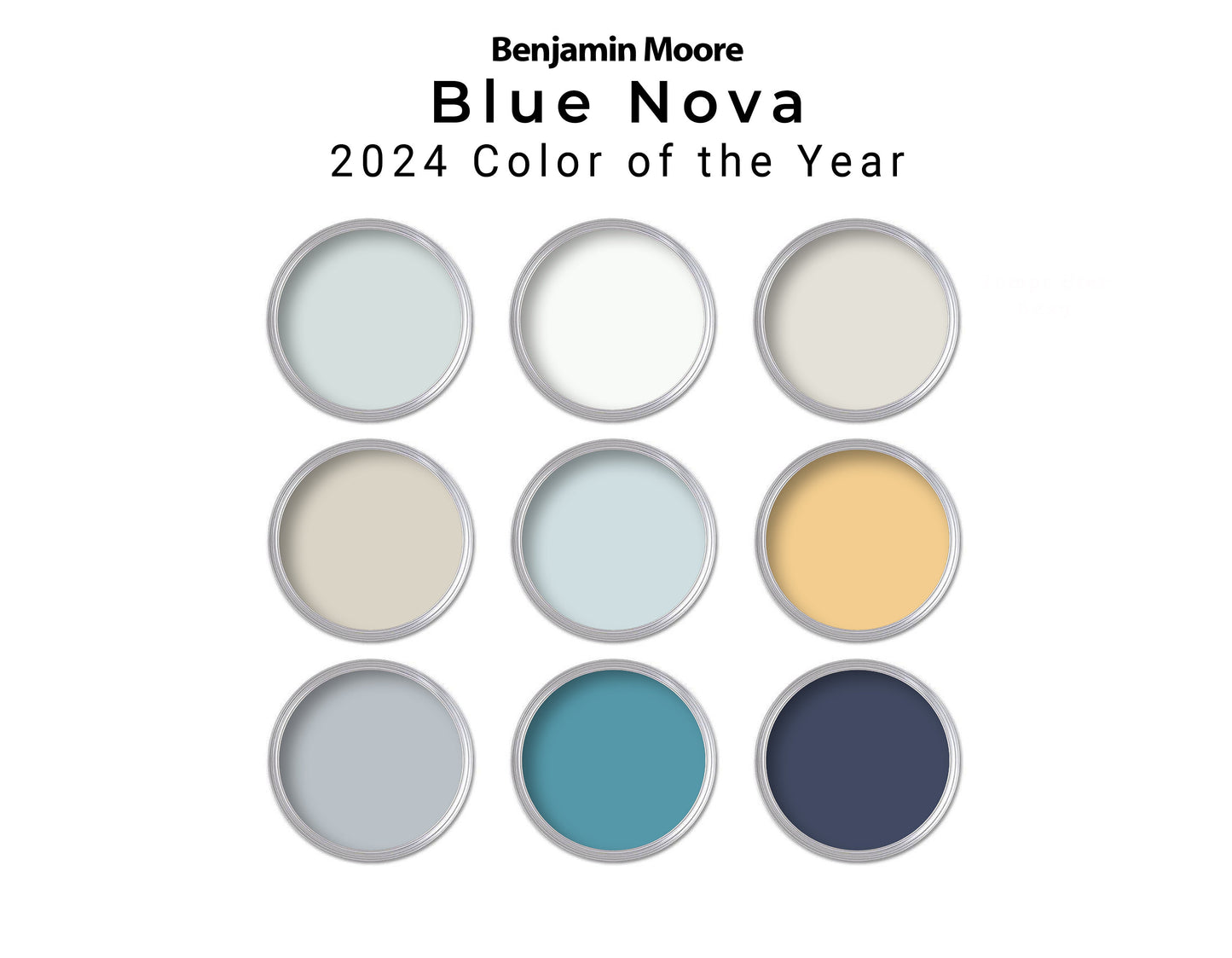 Benjamin Moore Blue Nova 2024 Color of the Year Paint Pallette | Whole House Paint Palette