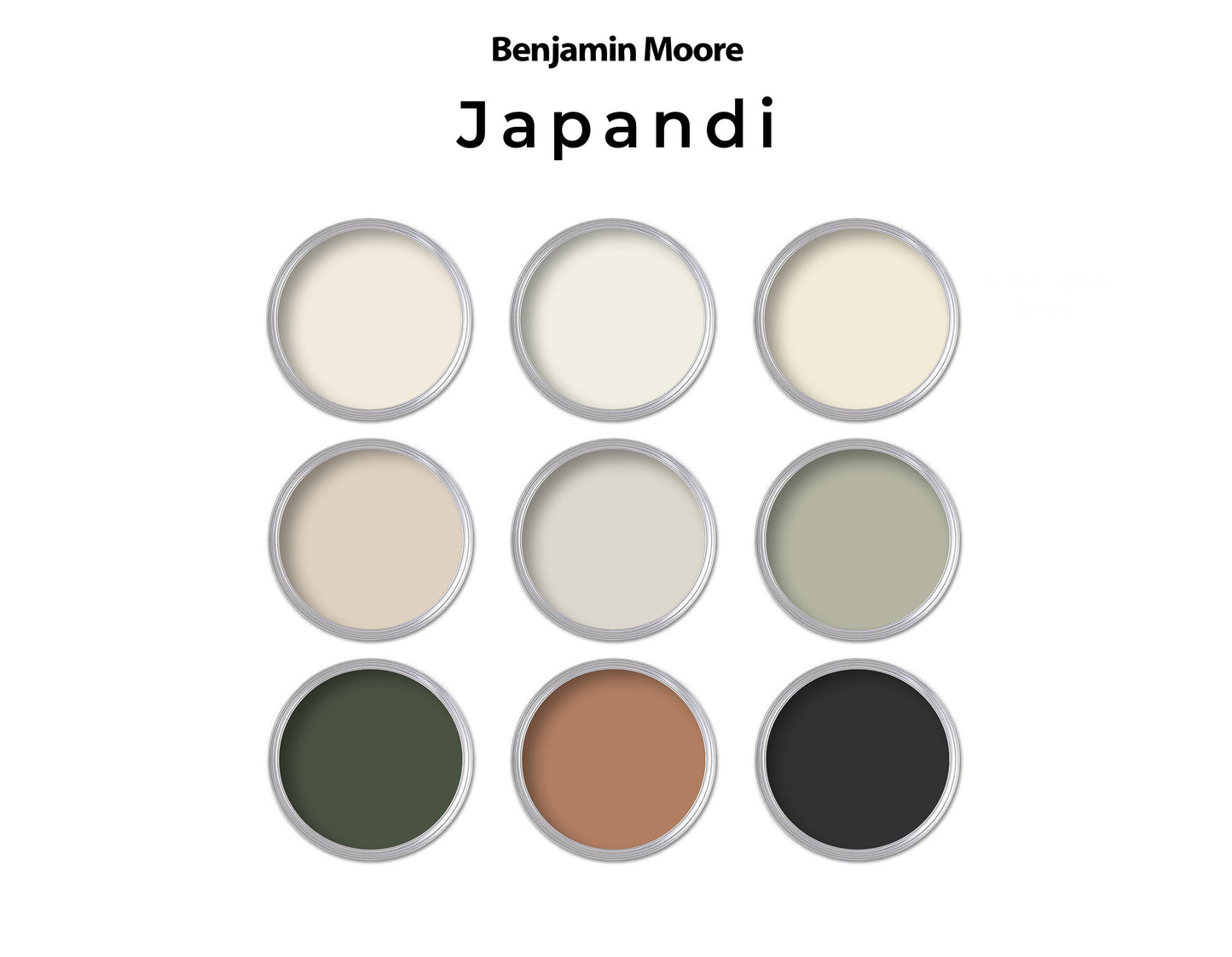 Benjamin Moore Japandi Paint Color Palette | Interior Paint Palette for Whole House