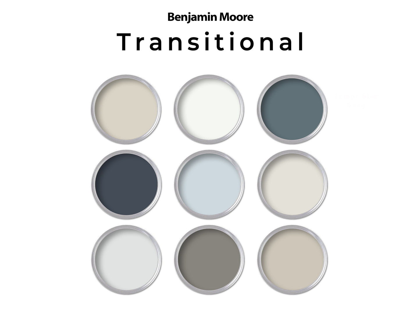 Benjamin Moore Transitional Paint Color Palette | Whole House Paint Palette