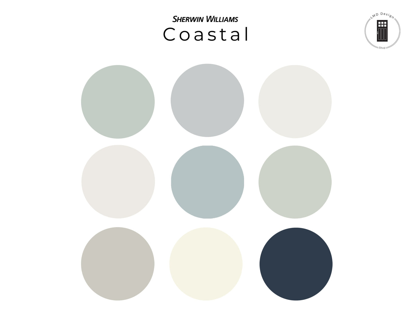 Coastal Sherwin Williams Paint Color Palette | Whole House Paint Palette