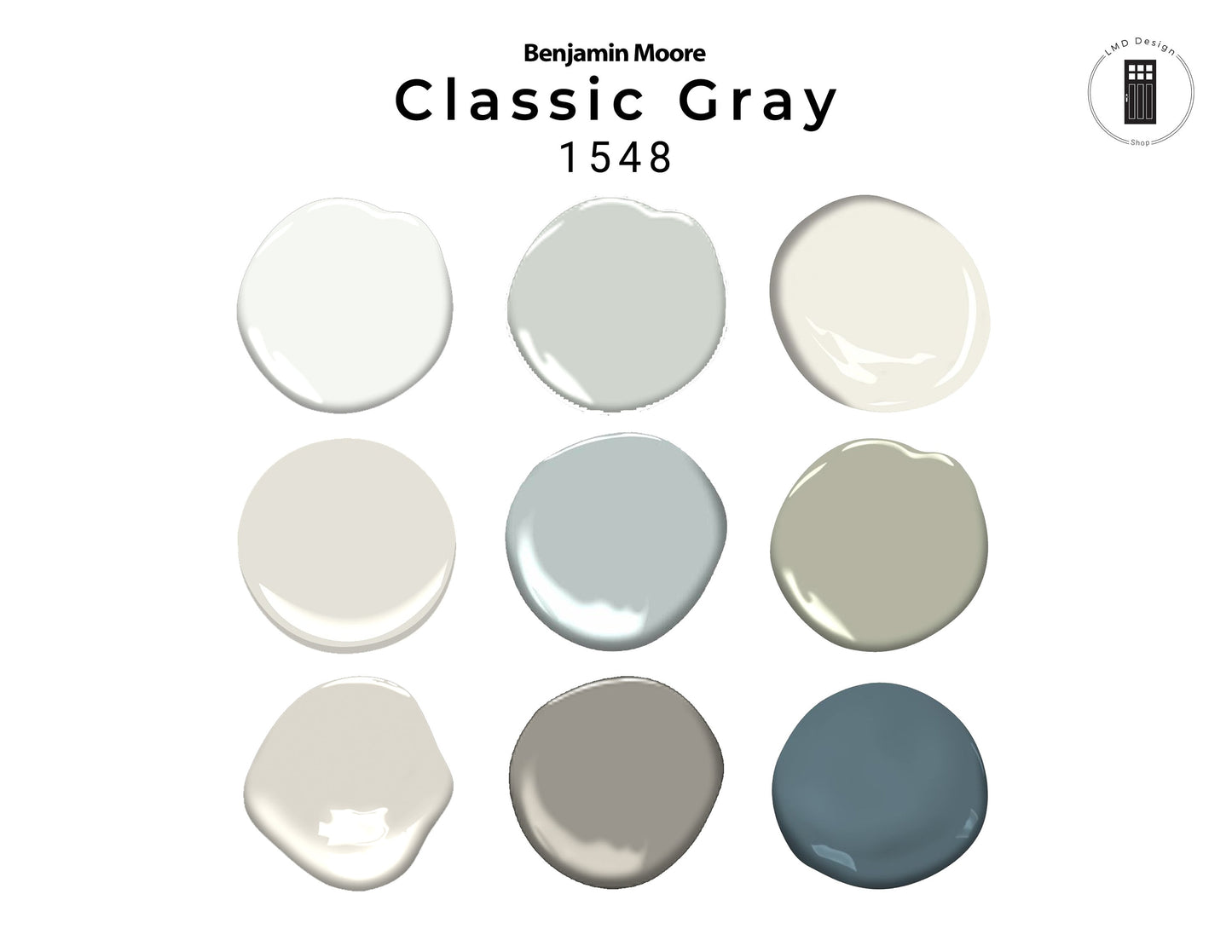 Classic Gray Benjamin Moore House Paint Palette | Classic Gray Coordinating Paint Palette Benjamin Moore