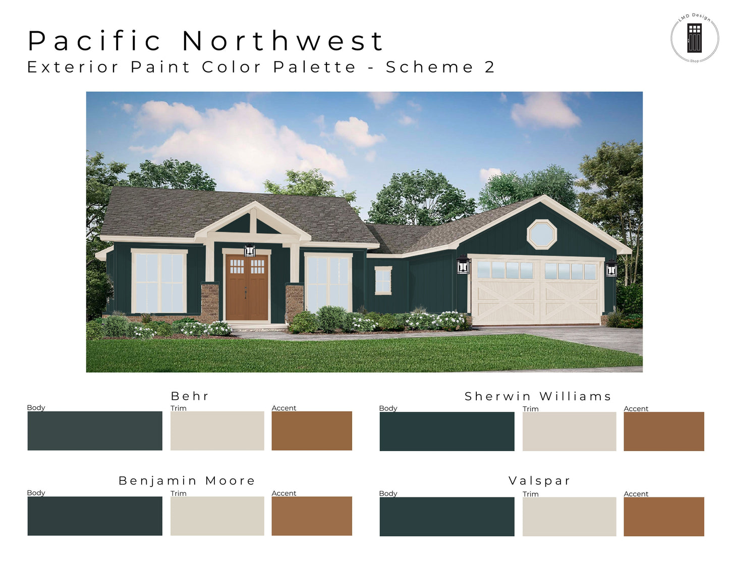 Pacific Northwest Exterior Paint Color Palettes | Northwest Style Exterior House Paint Colors