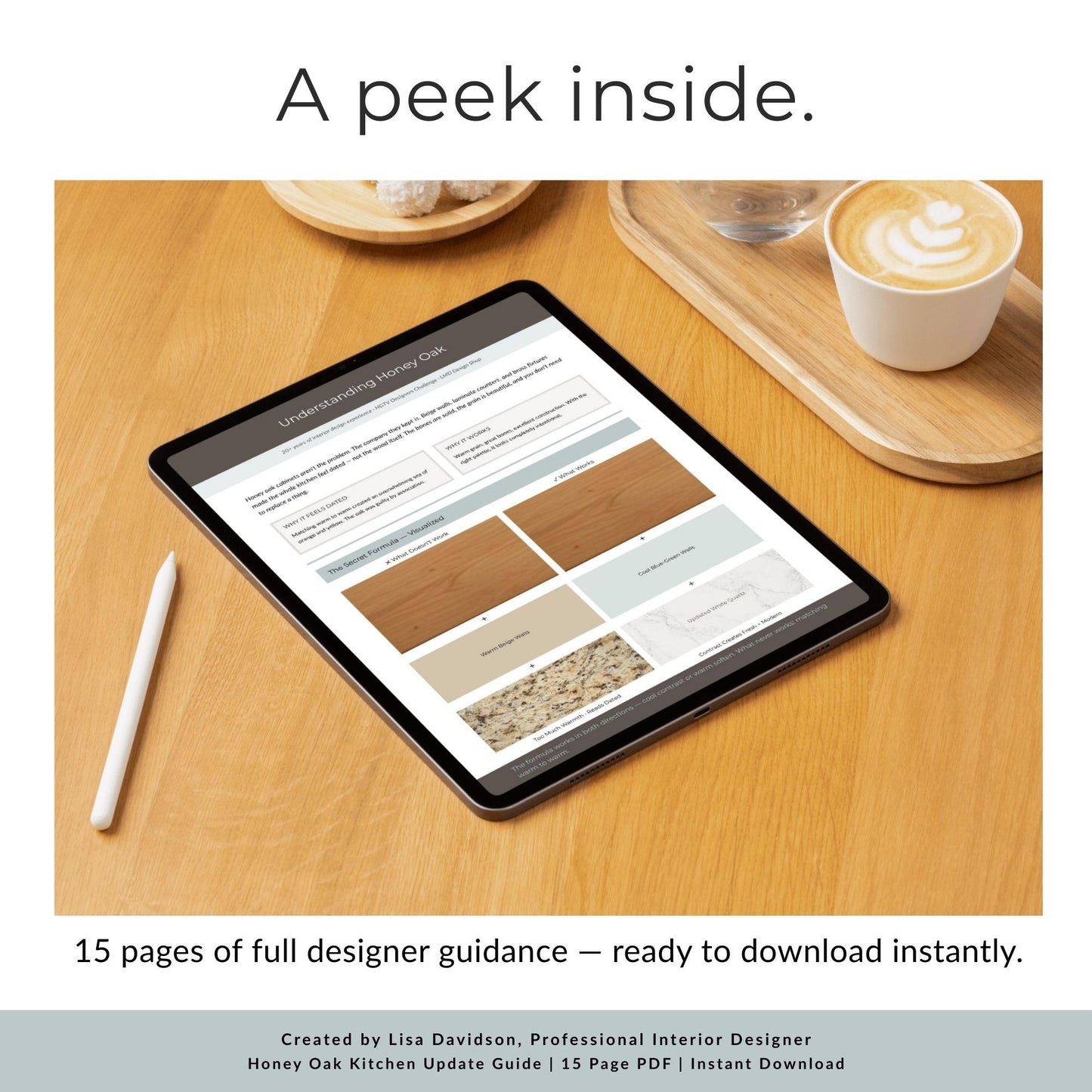 Honey Oak Kitchen Update Guide | Paint Colors, Hardware & Design Plan for Honey Oak Cabinets | 3 Scenarios | Sherwin-Williams + Behr