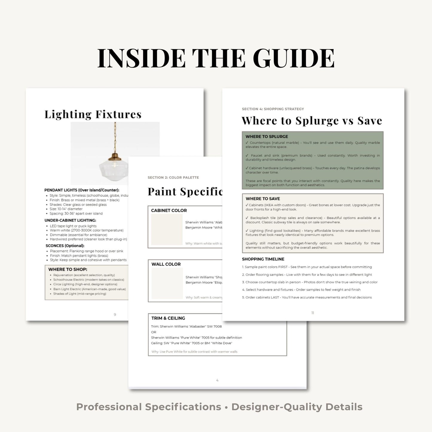 Modern English Country Kitchen Design Guide PDF | Complete Material Specs | Paint Colors Hardware Countertops | Digital Download