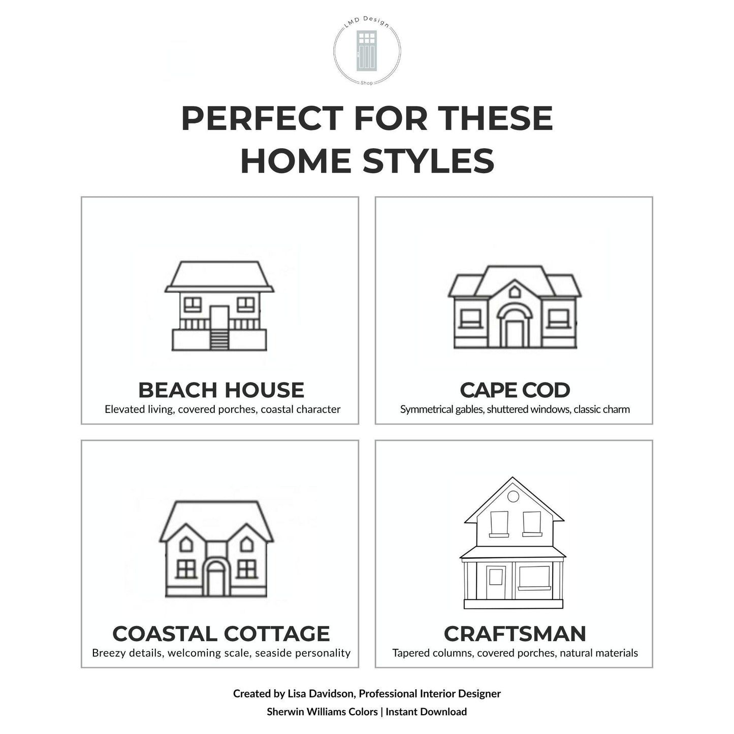 Powder Blue Beach House Exterior Paint Palette | Sherwin Williams | Coastal House Colors | Beach House Paint Colors | Digital Download