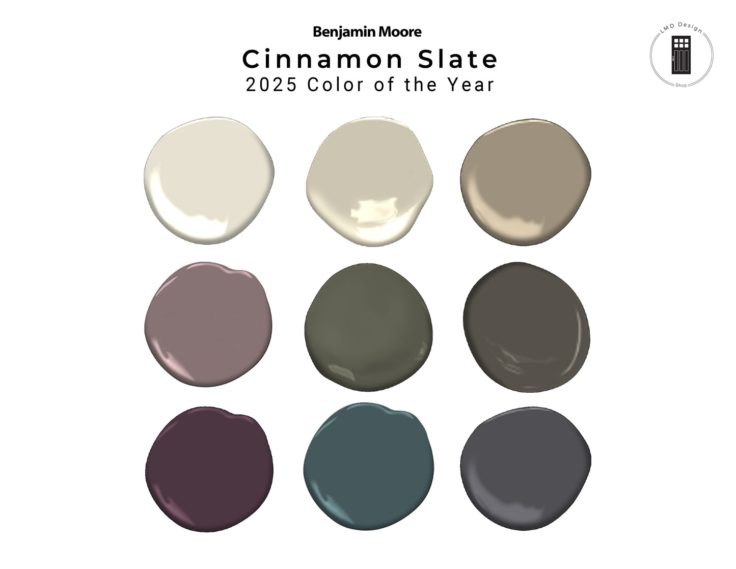 2025 Benjamin Moore Cinnamon Slate Color of the Year Paint Palette | Whole House Paint Palette