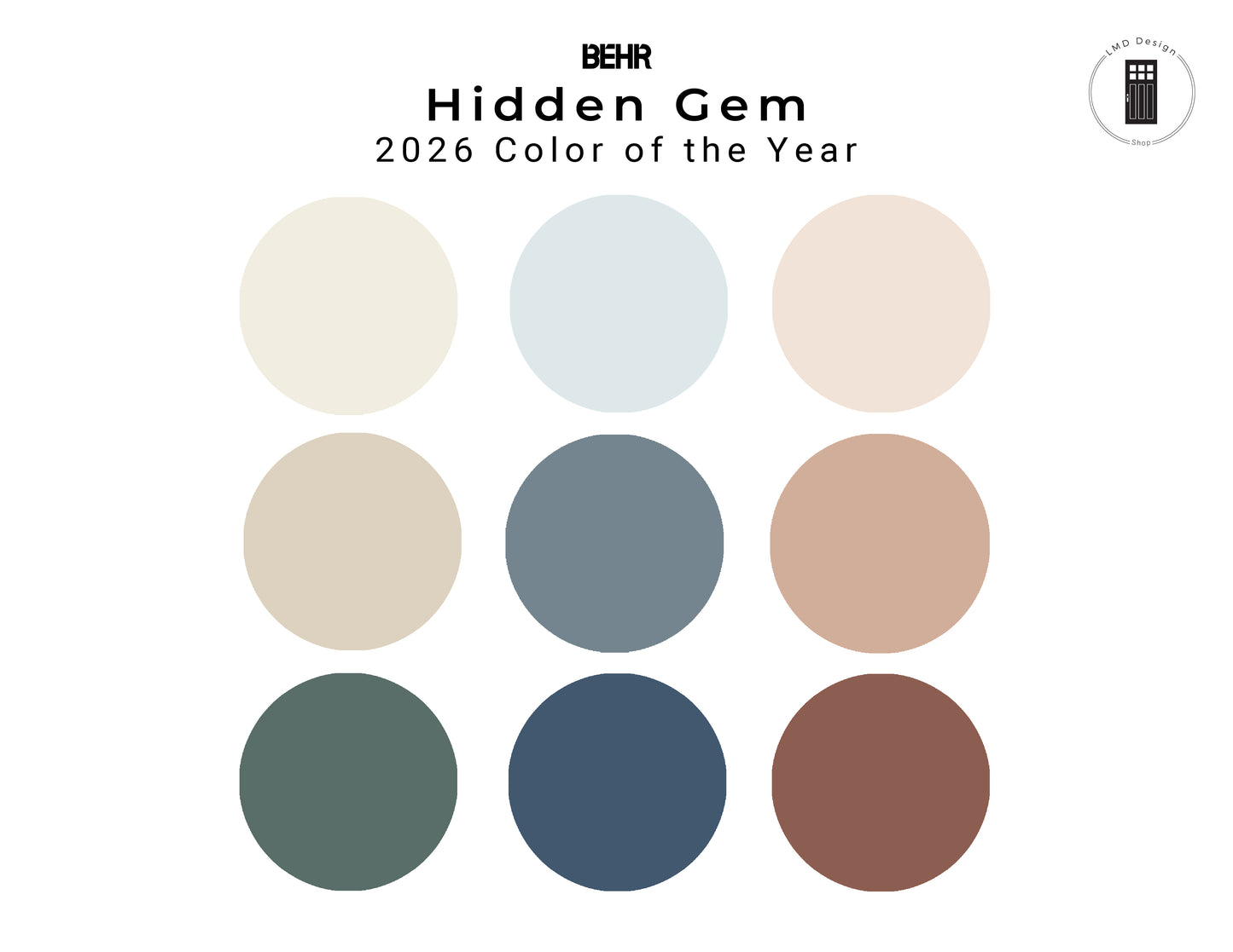 Behr Hidden Gem Paint Color Palette | 2026 Color of the Year | 9-Color Whole House Scheme | Interior Design