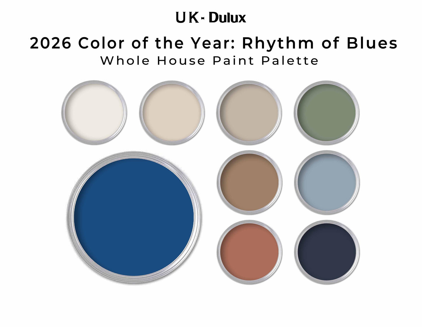 Dulux UK Paint Palette Rhythm of Blues | 2026 Colour of the Year | Whole House Interior Color Scheme