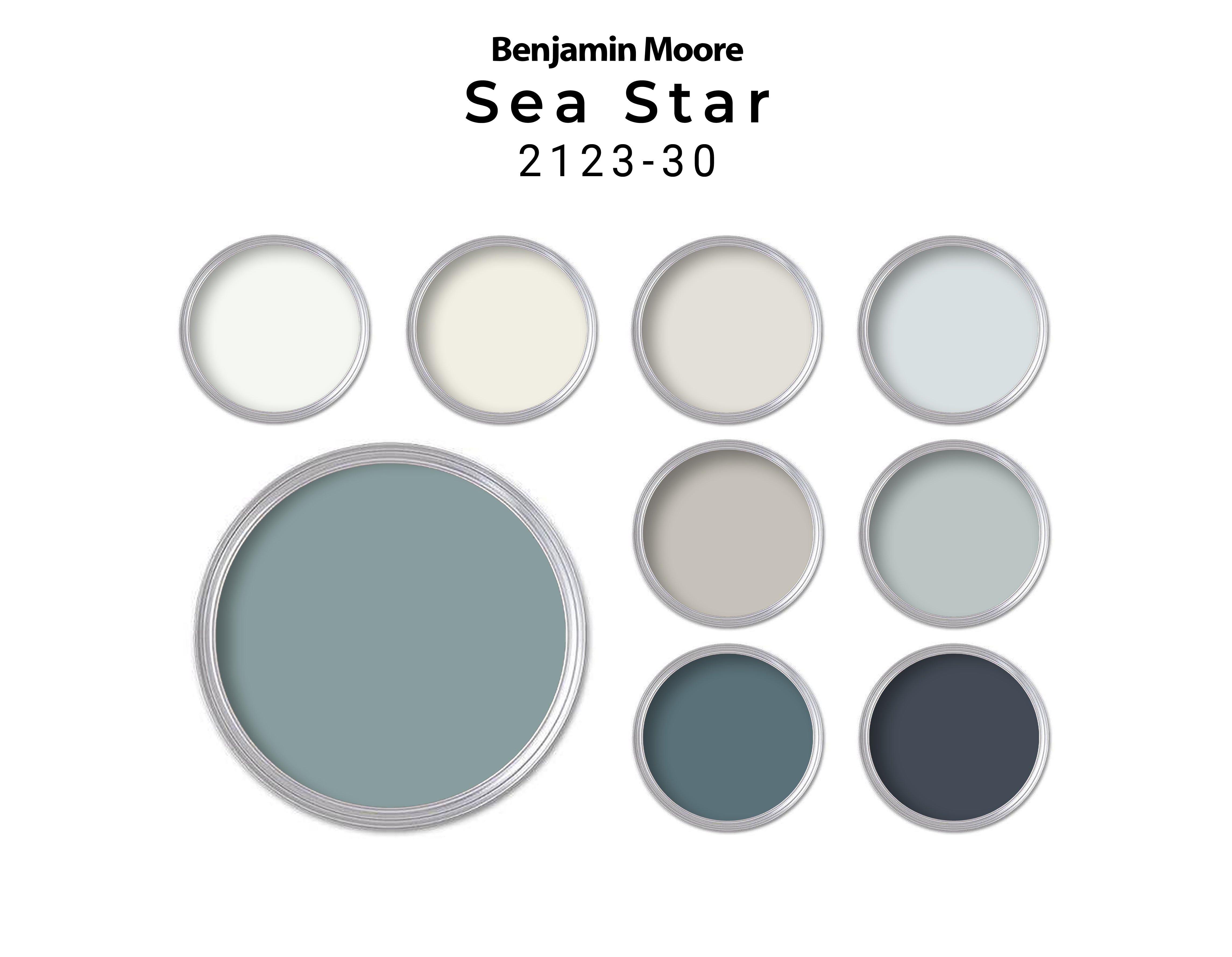 Benjamin Moore Sea Star Coastal Paint Palette | Whole House Paint Pale ...
