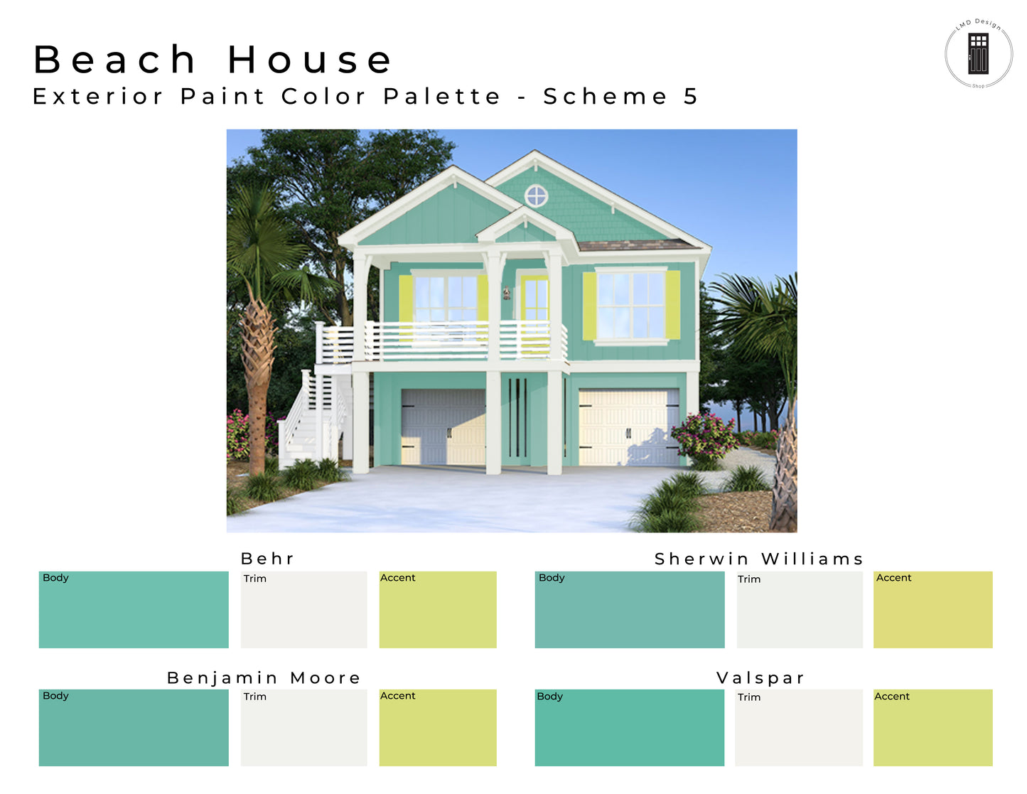 Beach House Exterior Paint Color Palettes | Home Exterior Paint Colors